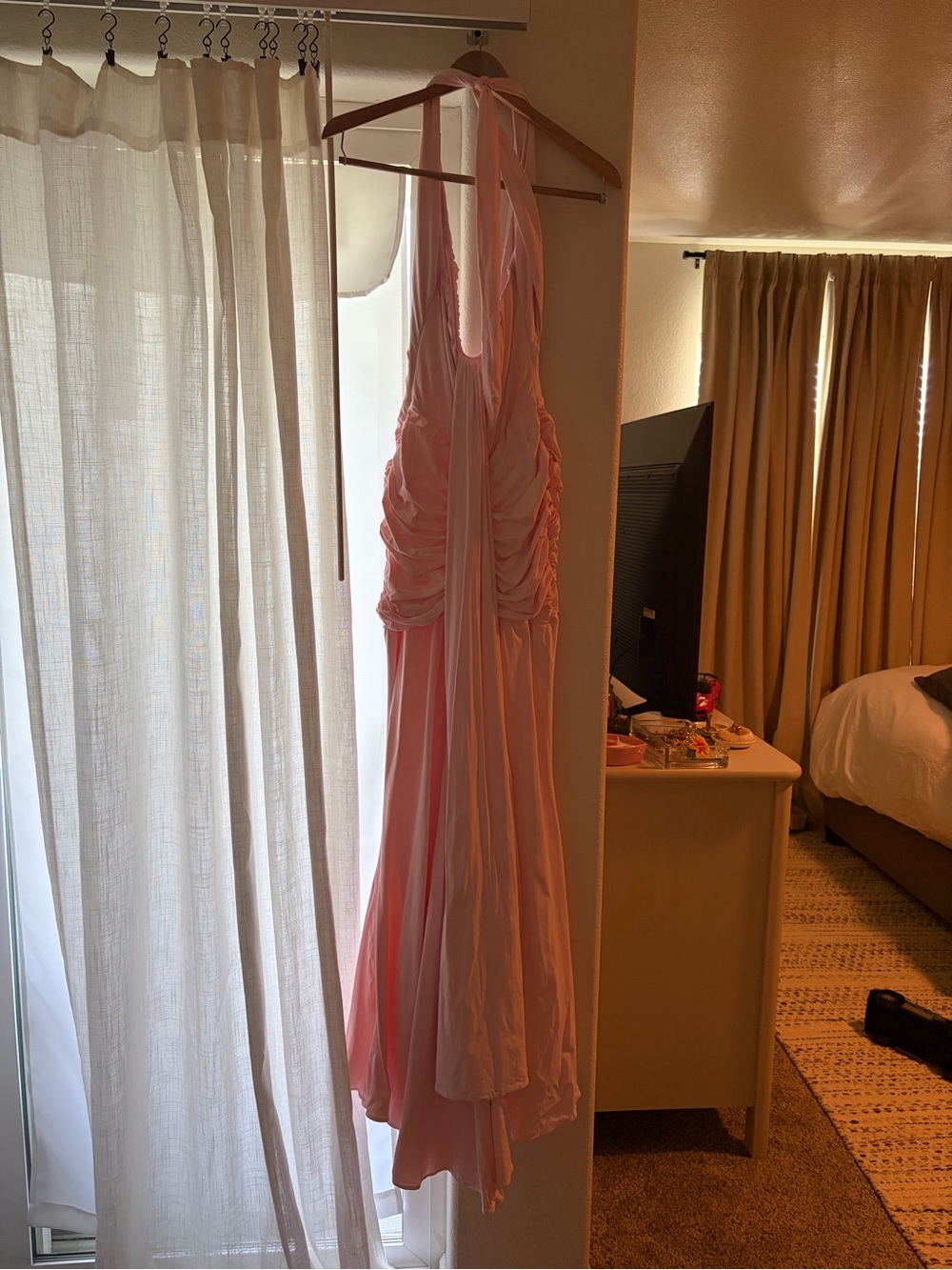 Babyboo Rosetta Dress Size SmallPlunging One-Shoulder Evening Gown in Light Pink - Picture 3 of 5